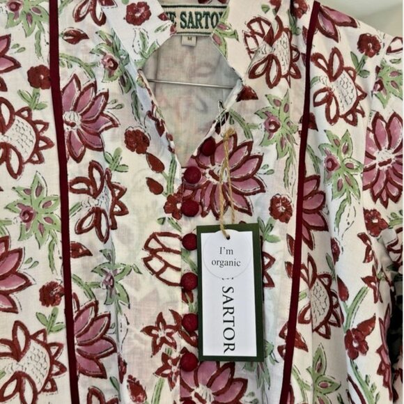 Brand new tuckernuck Sue Sartor maroon , green & white contrast print Dress - Picture 8 of 13
